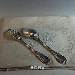 Set Christofle Marly Pattern Fork and Spoon Flatware Box