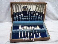 Set National Silver Co Plate Flatware Silverplate 71 pcs svc for 8 withBox