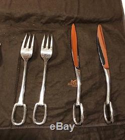 Set Of 4 Hermes Attelage Silver Plated Flatware Five Peice Settings No. 1