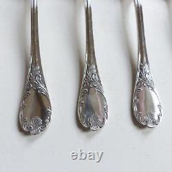Set Of 6 Christofle Marly Silver Plated Dessert Spoons 6 7/10