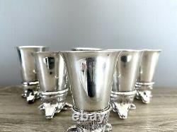 Set Of 6 Silver Plate Fox Head Stirrup Cups