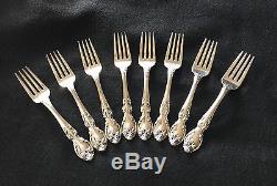 Set Of Eight Vintage 6 1/2 Inch Gorham Melrose Sterling Silver Salad Forks