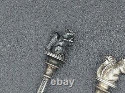 Set Of Two (2) Antique Sterling Silver Figural Squirrel Nut Picks George Sharp