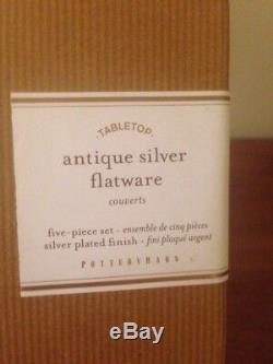 Set Of Two Pottery Barn Antique Silver Flatware Silver Plated 10 Piece