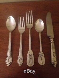 Set Of Two Pottery Barn Antique Silver Flatware Silver Plated 10 Piece