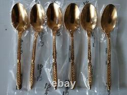 Set Russian Spoons Christofle 5 6/8 Gold Color France Rare New