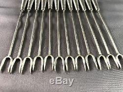 Set of 12 Mid Century Modern Sterling Silver Cocktail Forks BM Taxco Mexico 925