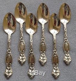 Set of 6 International Sterling Silver Frontenac 5 O'clock Teaspoons Lilies Lily