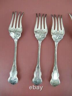 Set of 6 NENUPHAR 1905 American Silver Co. Silverplate 4 Flare Tined Salad Fork