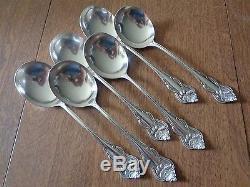 Set of 6 Nenuphar Round Gumbo Soup Spoons American Silver Co 6 7/8 No Monos