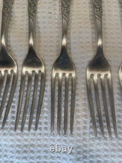 Set of 7 -1891 ROGERS BROS XII Siren pattern 7 FORK -no monogram