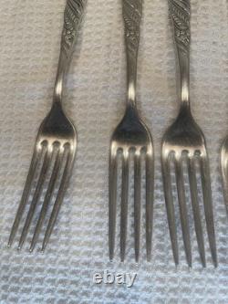 Set of 7 -1891 ROGERS BROS XII Siren pattern 7 FORK -no monogram