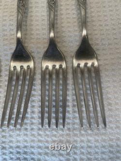 Set of 7 -1891 ROGERS BROS XII Siren pattern 7 FORK -no monogram