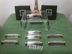 Set of 8 CHRISTOFLE ARIA Silver withGold Accents Ribbed Knfie Rests 1984 France