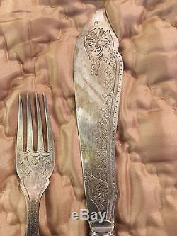 Silver Plate Fish Service Set with Mother of Pearl Handles Cutlery