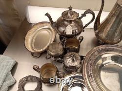 Silver Plate Flatware And Teapot Lot Of 19