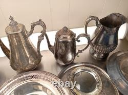 Silver Plate Flatware And Teapot Lot Of 19