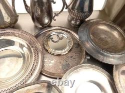 Silver Plate Flatware And Teapot Lot Of 19