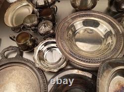 Silver Plate Flatware And Teapot Lot Of 19