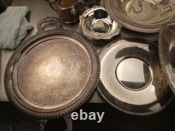 Silver Plate Flatware And Teapot Lot Of 19