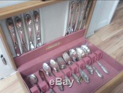 Silver Plated Flatware Set For 8 Oneida Community White Orchid Pattern 1953 52pc
