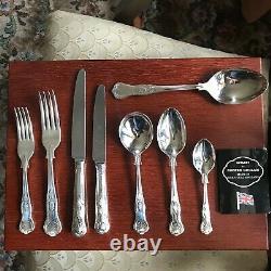 Silver Plated Kings Pattern 44 Pc Six Setting Boxed Canteen Cutlery Set Vintage