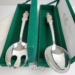 Silver Treasures By Godinger SANTA Silver Plate Salad Serving Set with Cases