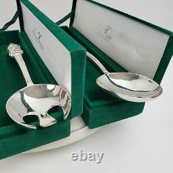 Silver Treasures By Godinger SANTA Silver Plate Salad Serving Set with Cases