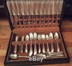 Silverplate 89 piece Alvin flatware set, Melody Pattern with chest
