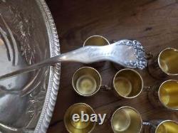 Silverplate Punch Bowl Cups & Ladle 1835 Wallace FB Rogers WA E. P. O. C