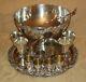 Silverplate Punch Bowl Set FB Rogers 1883 Crown Mark Ladle Tray Cups Goblets