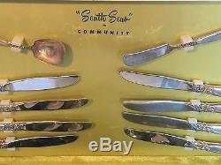 South Seas Silverplate Dinner Set & Chest Oneida Community Flatware 78 pc Lot