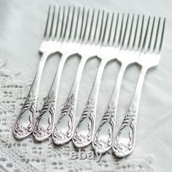 Soviet vintage silverware set of 12 Melchior 6 knives and 6 fork set, USSR 1970