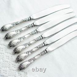 Soviet vintage silverware set of 12 Melchior 6 knives and 6 fork set, USSR 1970