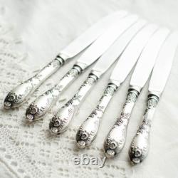 Soviet vintage silverware set of 12 Melchior 6 knives and 6 fork set, USSR 1970