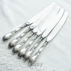 Soviet vintage silverware set of 12 Melchior 6 knives and 6 fork set, USSR 1970