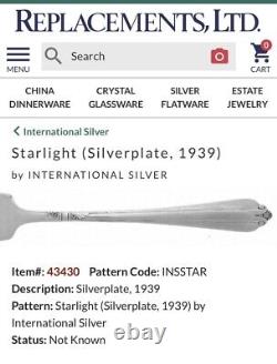 Starlight Silverplate 1939 by INTERNATIONAL SILVER WM Rogers, 50 Pc Flatware Set