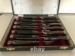 Stunning Set Of 6 Steak Knives & 6 Forks With Stainless Blades