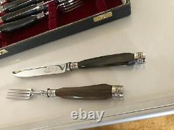 Stunning Set Of 6 Steak Knives & 6 Forks With Stainless Blades