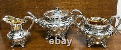 Superb Old Sheffield plate 3 piece tea set with silver finial Sheffield 1841