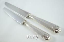 Superb Set Of 6 Dinner 6 Dessert Knives Sterling Silver Thread And Shell 1972