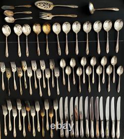 TUDOR QUEEN BESS II Silverplate Flatware Set Of 66 ONEIDA COMMUNITY +Serving