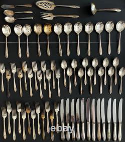TUDOR QUEEN BESS II Silverplate Flatware Set Of 66 ONEIDA COMMUNITY +Serving