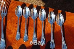 Unused Christofle Marly Silver Plated Flatware 24 Pcs in 6 Settings