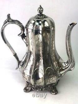 VICTORIAN Silverplate 4pc Coffee Pot Teapot Creamer Sugar Service Sheffield Set