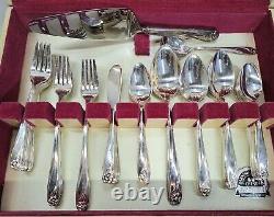 VINTAGE 1847 ROGERS BROS. DAFFODIL SILVERWARE SET SILVERPLATE 74 PCS With BOX