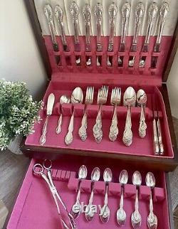 VINTAGE ROGERS & BRO SILVERY MIST 1955 CUTLERY SET 77 PCs