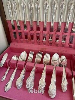 VINTAGE ROGERS & BRO SILVERY MIST 1955 CUTLERY SET 77 PCs