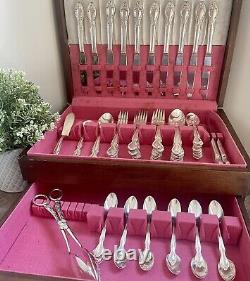 VINTAGE ROGERS & BRO SILVERY MIST 1955 CUTLERY SET 77 PCs