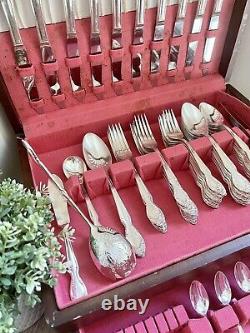 VINTAGE ROGERS & BRO SILVERY MIST 1955 CUTLERY SET 77 PCs